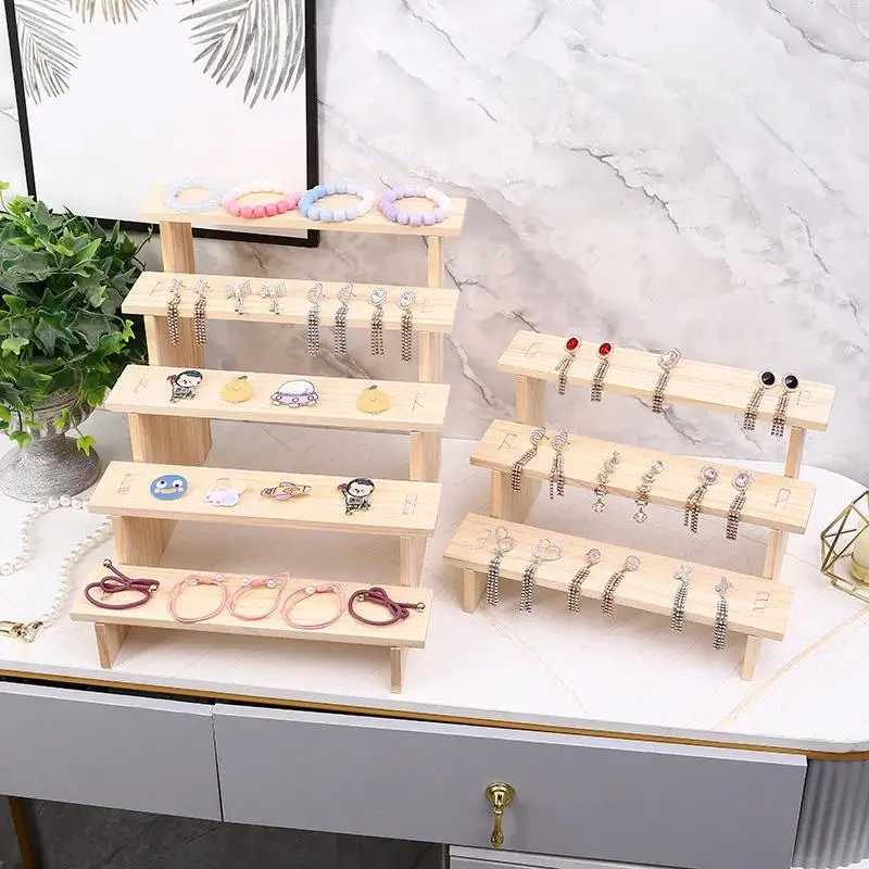 1Pcs Collectibles Cupcake Storage Shelf 2/3/4 Tier Display Riser Wood Display Stand For Dessert Figurines Jewelry Organization