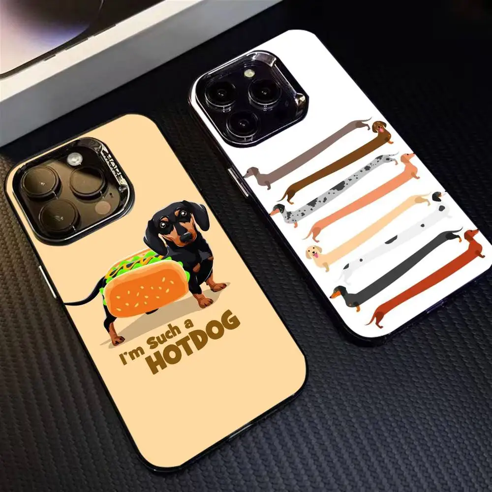 

Creative Dachshund Pattern Phone Case For iPhone 16 17 15 14 12 13 Pro Max Black Color Shockproof Cover