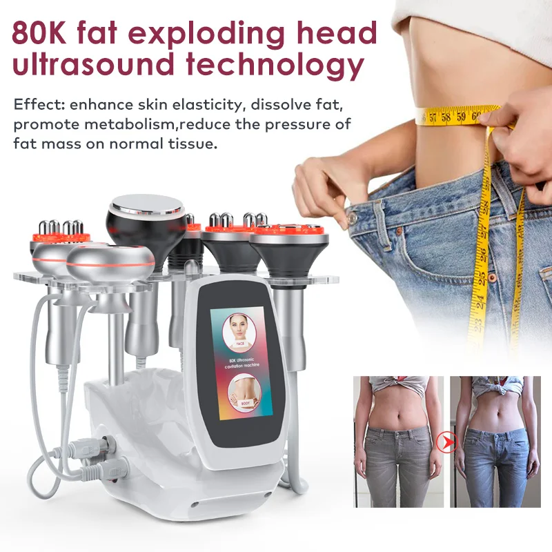 

6 in 1 Tool 80K Cavitation Ultrasonic Body Slimming Machine Multi-Polar Frequency Anti-Wrinkle Rejuvenation Skin Lift Tighten