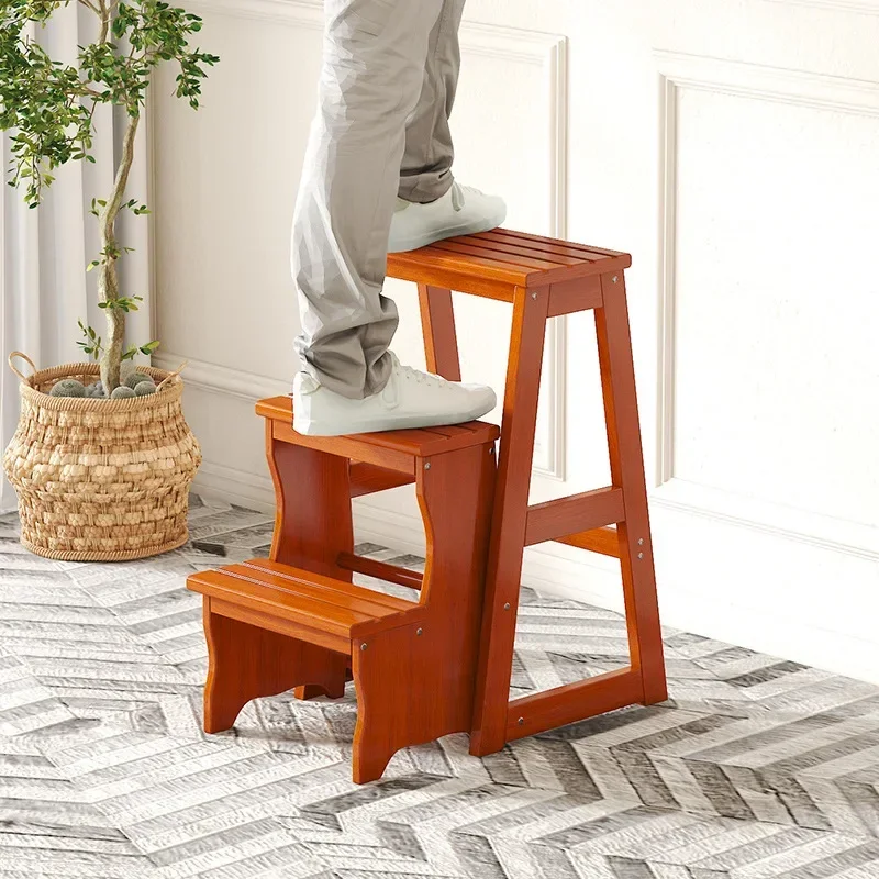Multi-functional Ladder stool Household foldable stool All solid wood dual-purpose stool Multifunctional chair