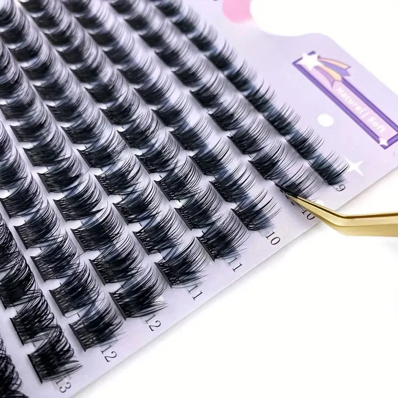 168 piezas de pestañas de visón sintético, racimos de 0.07mm, D curl, 9-16mm, mezcla natural, herramientas 3