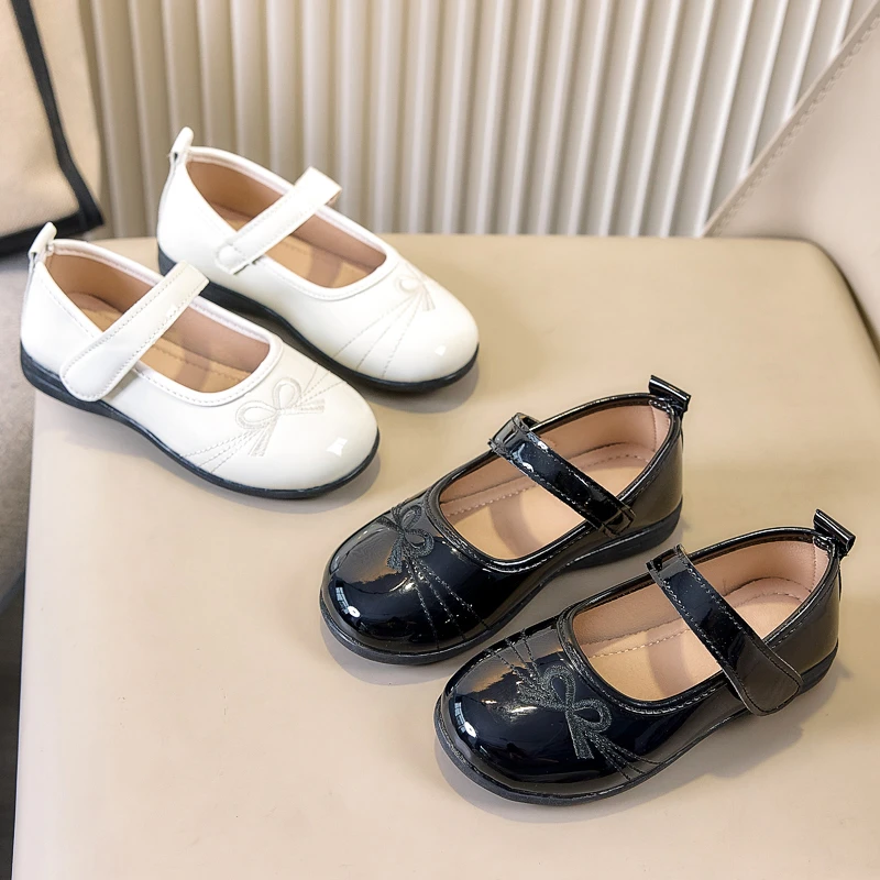 

Детские туфли Мэри Джейн для девочек, классические черные кожаные туфли с бантом, модные, для вечеринок, свадеб, школы, униформы