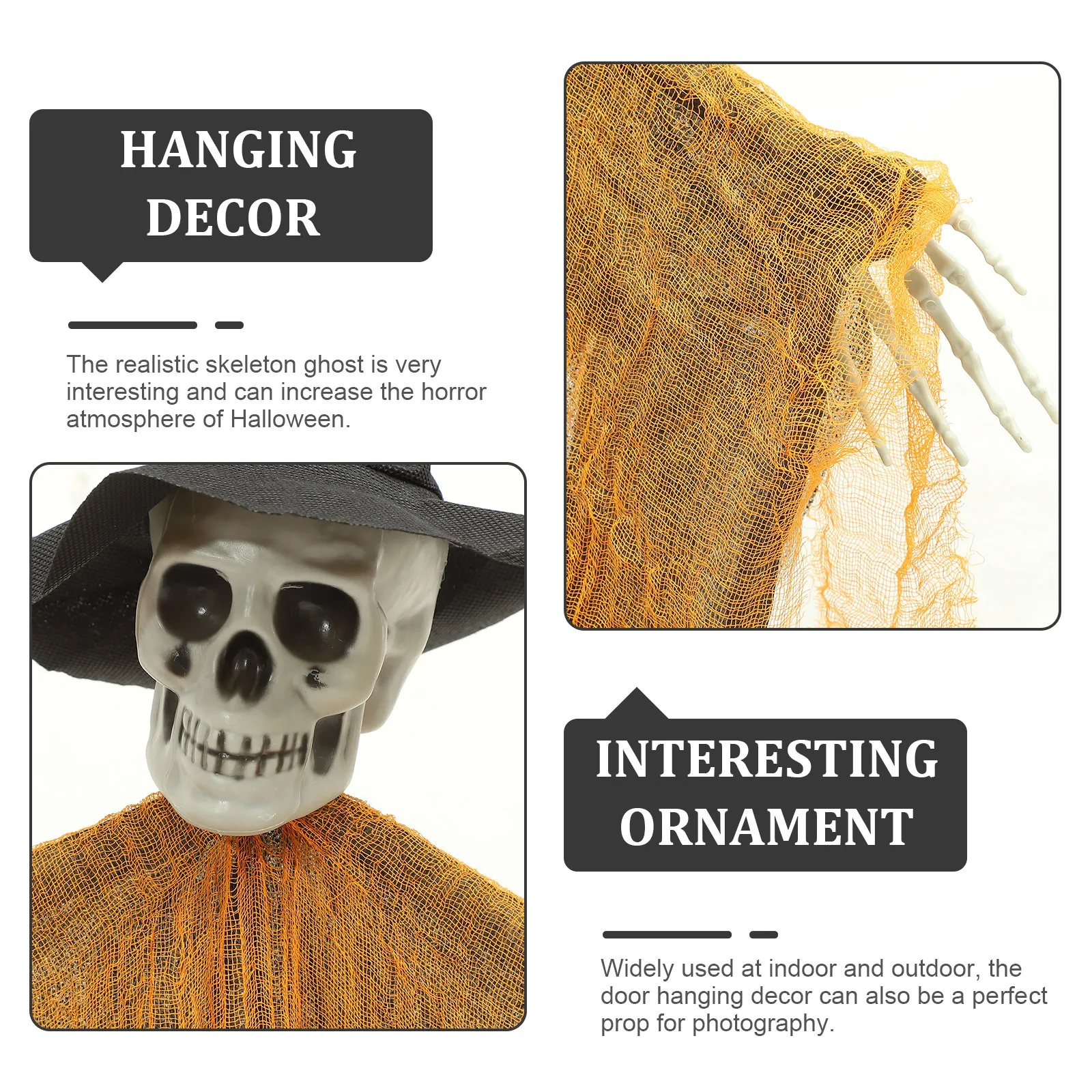 

3pcs Hanging Skull Ghost Decor For Halloween Party Outdoor Indoor Decoration Haunted Houses Escape Room Props Wind Chimes