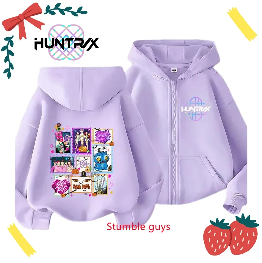 

Kids Kpop Demon Hunters Zipper Hoodie Spring Autumn Soft Breathable Boys Girls Clothes School Sweatshirt