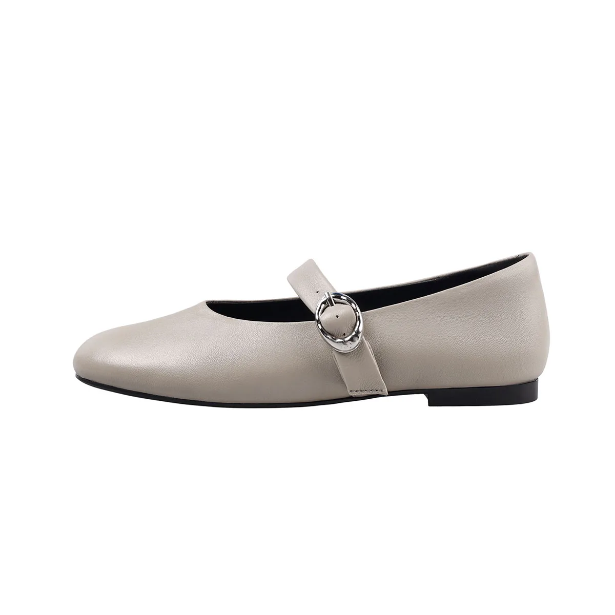 

Arden Furtado 2025 Sheepskin Belt buckle Mary Jane flats Round toe Low heel word-cingulate Single shoe large size Commuter shoes
