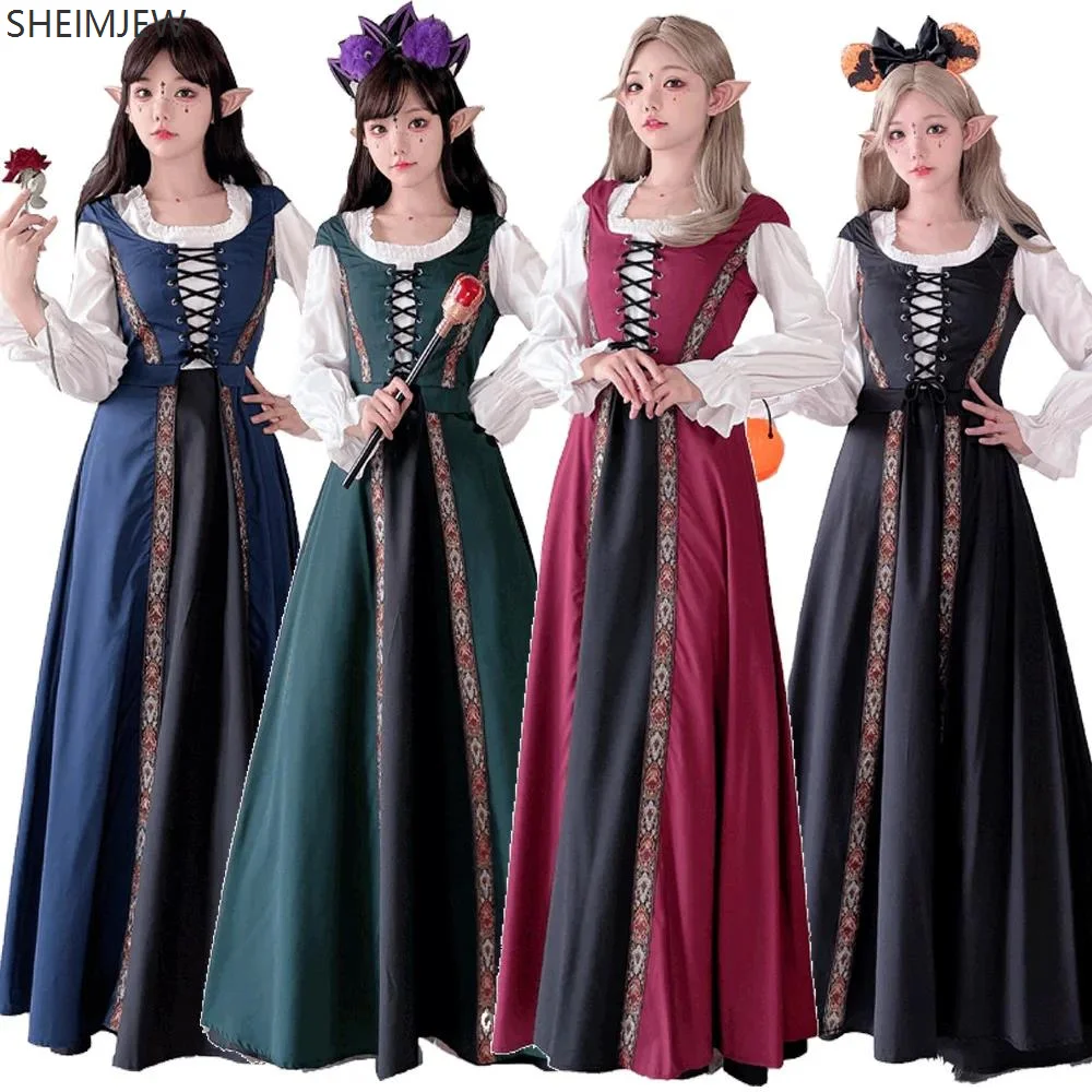 

Women Medieval Cosplay Renaissance Robe Vintage Court Witch Princess Dress Victorian Party Costume Sexy Halloween Costume Dress
