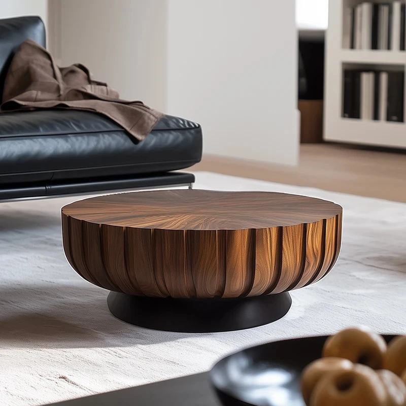 Table basse ronde en bois massif, salon moderne, art créatif, personnalité minimaliste, maison italienne, sens élevé