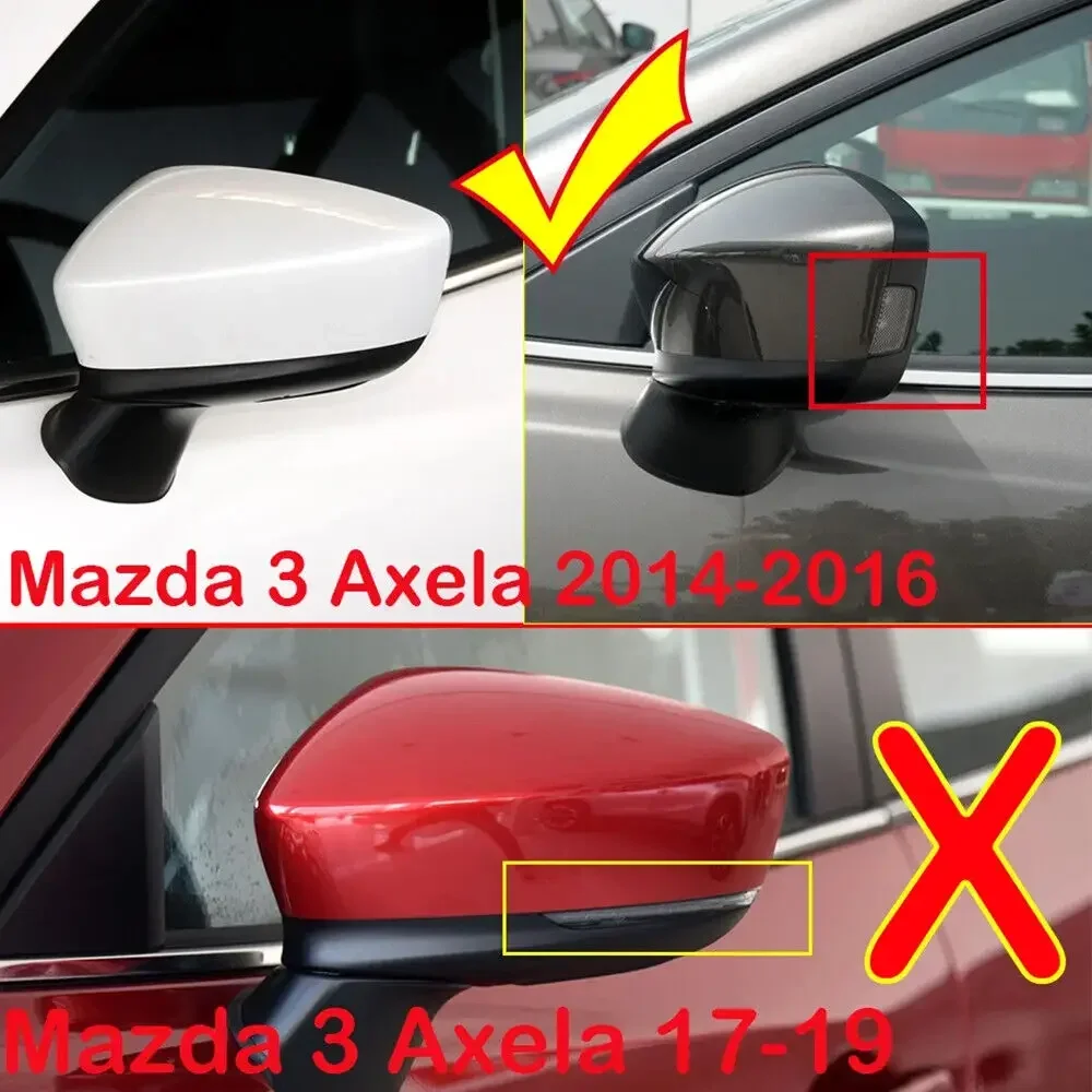 For Mazda 3 Axela 2014-2023 Car Rearview Side Mirror Cover Wing Cap Exterior Door Housing Shell Trim Sticker ABS Carbon Fiber