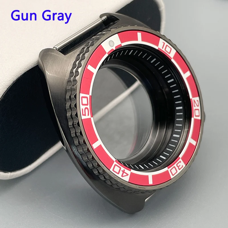 Mod 44mm SKX 6105 6309 Turtles Watch Case Gun Gray Colour Sapphire Glass Fit NH35 NH36 7S26 4R/6R Movement Diving Watch Case