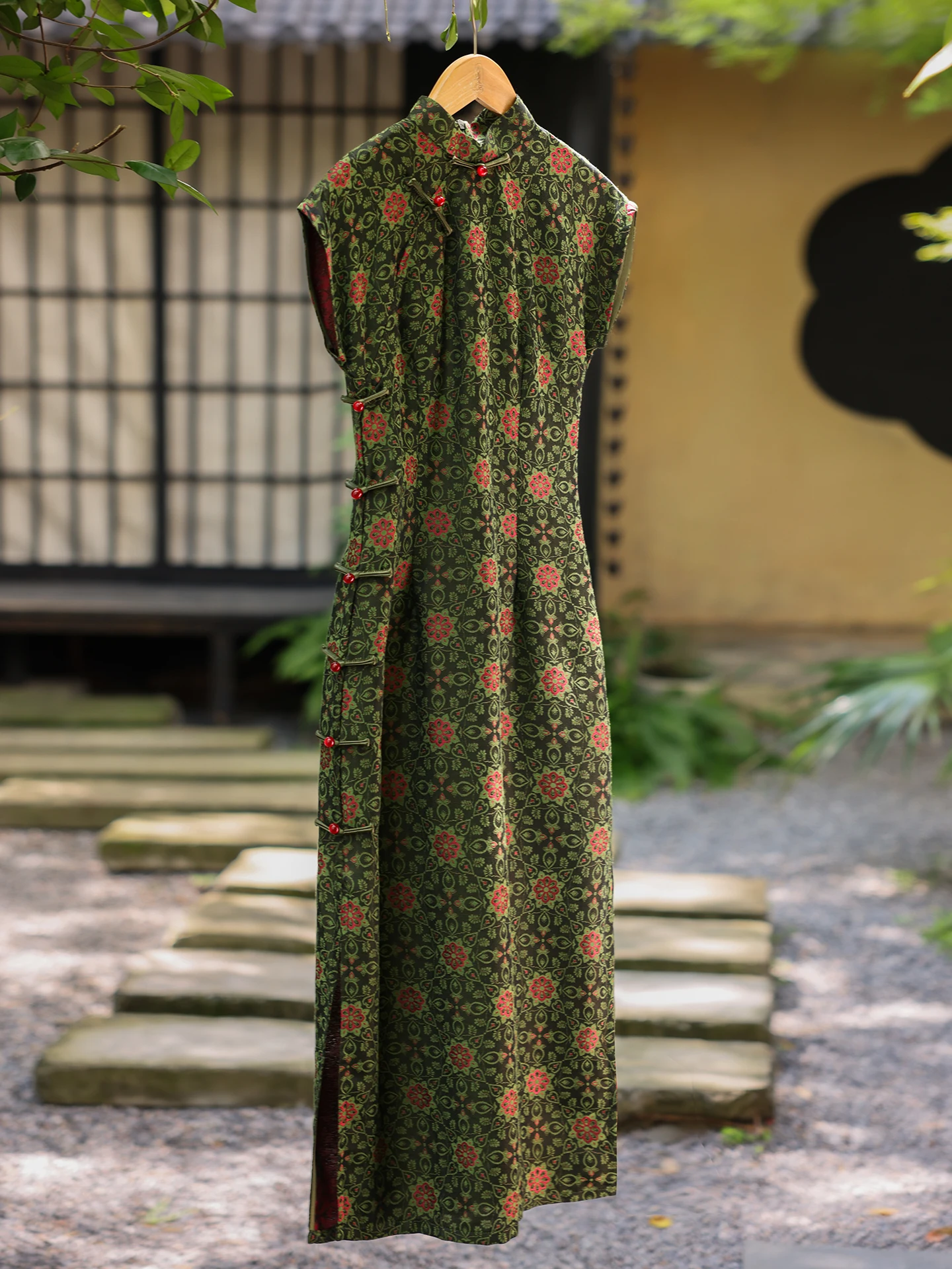 

Ele New Chinese Sle Thin Summer Dr anghai Old Money Sle Beautiful Vintage Long ort Sve Floral