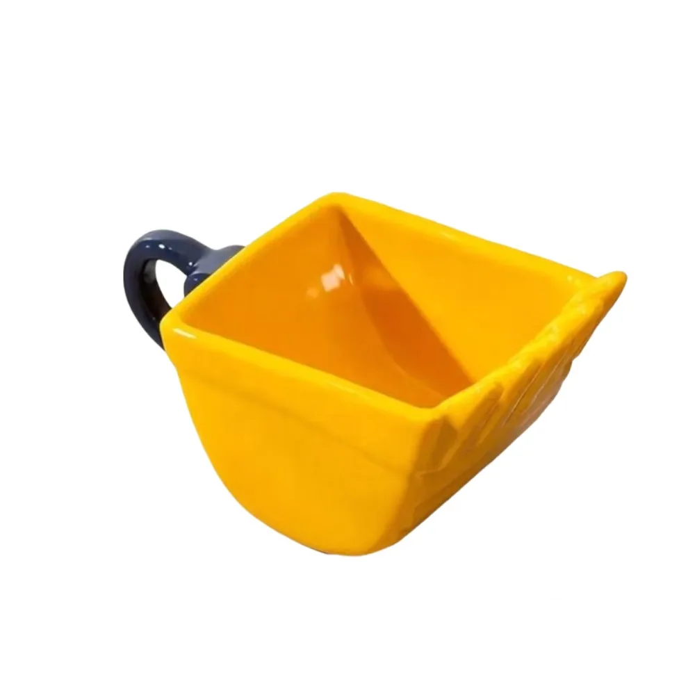 Funny Ceramic Excavator Coffee Mug 170 ML Yellow Digger Coffee Cup with Handle Yogurt Cup Gift