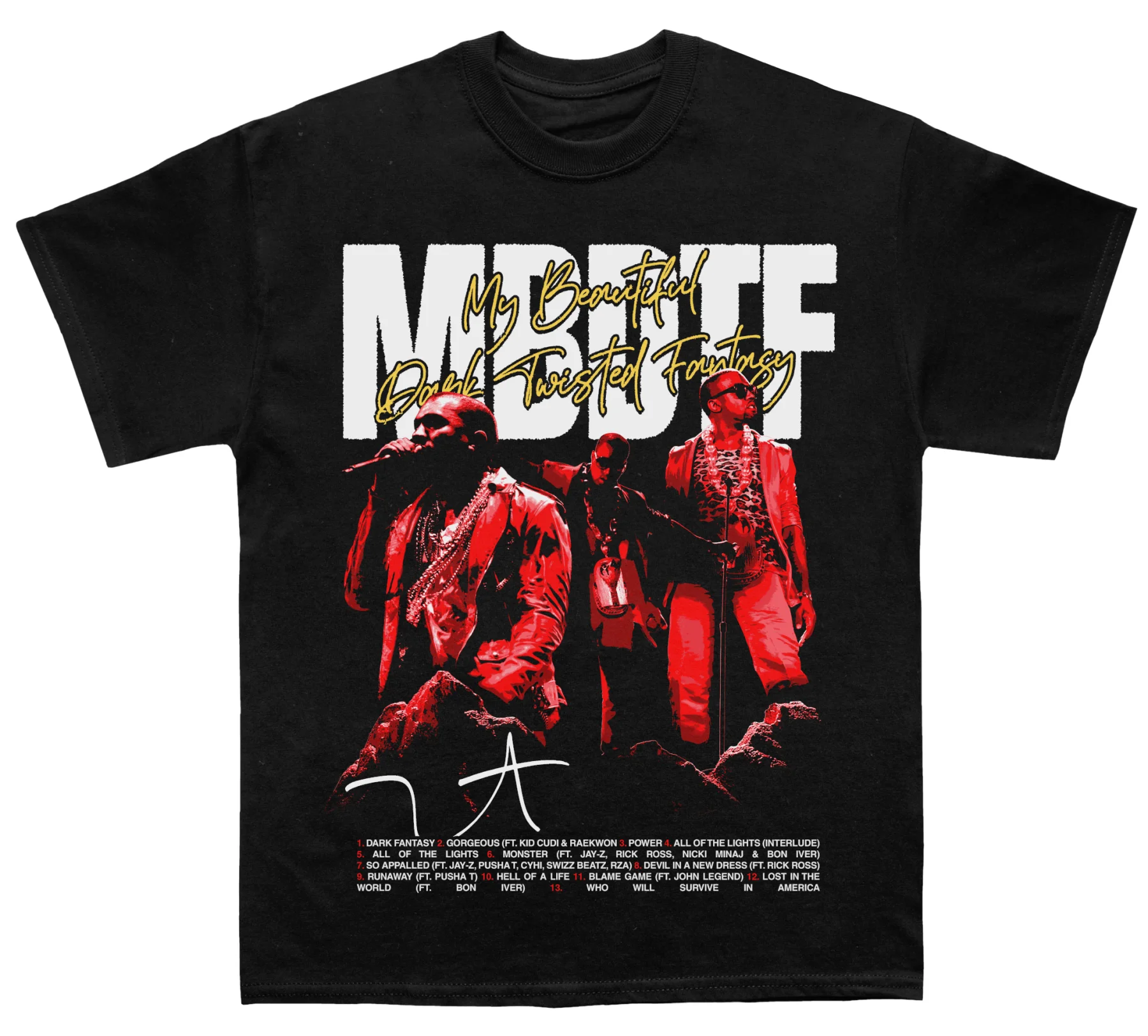 

Kanye My Beautiful Dark Twisted Fantasy T-Shirt Men Women Cotton Tees Retro Hip Hop Short Sleeve Tshirt Y2k Tops Men's Clothing