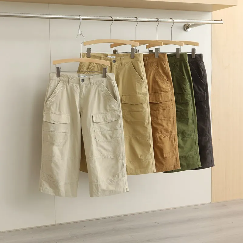 

Мужские мягкие дышащие повседневные хлопковые рабочие шорты, летние модные городские брюки-капри, удобные свободные шорты для отдыха