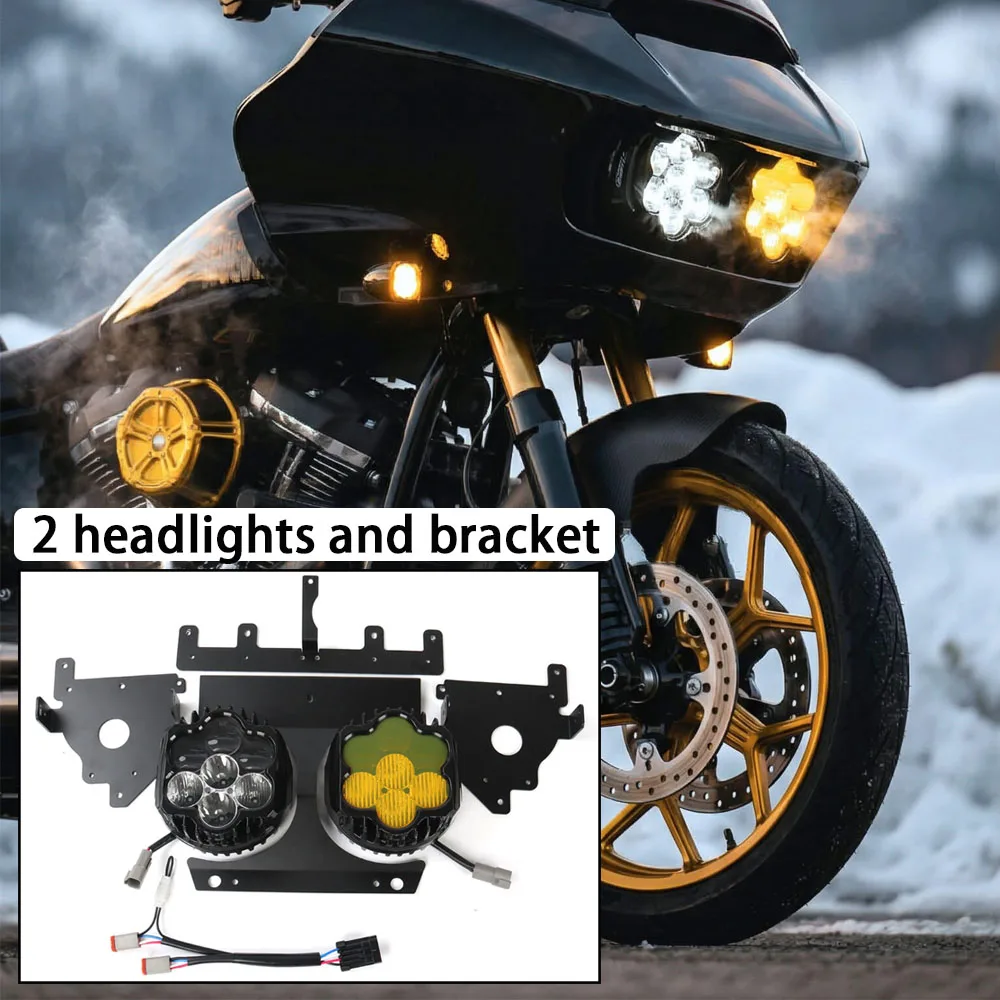 

Motorcycle Transparent Headlight High Beam Low Beam - Yellow Fog Light For Harley Road Glide CVO Limited Special Ultra FLTRX 15+
