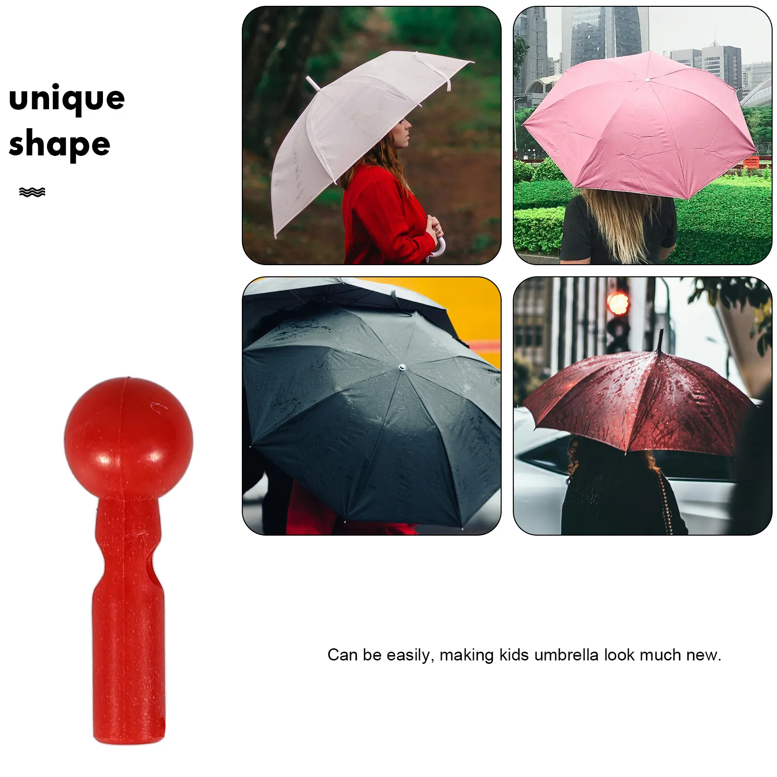 

10Pcs Durable Plastic Kids Umbrella Tail Beads Replacement Repair Parts Small Sturdy Beads for Folding Rain Umbrella