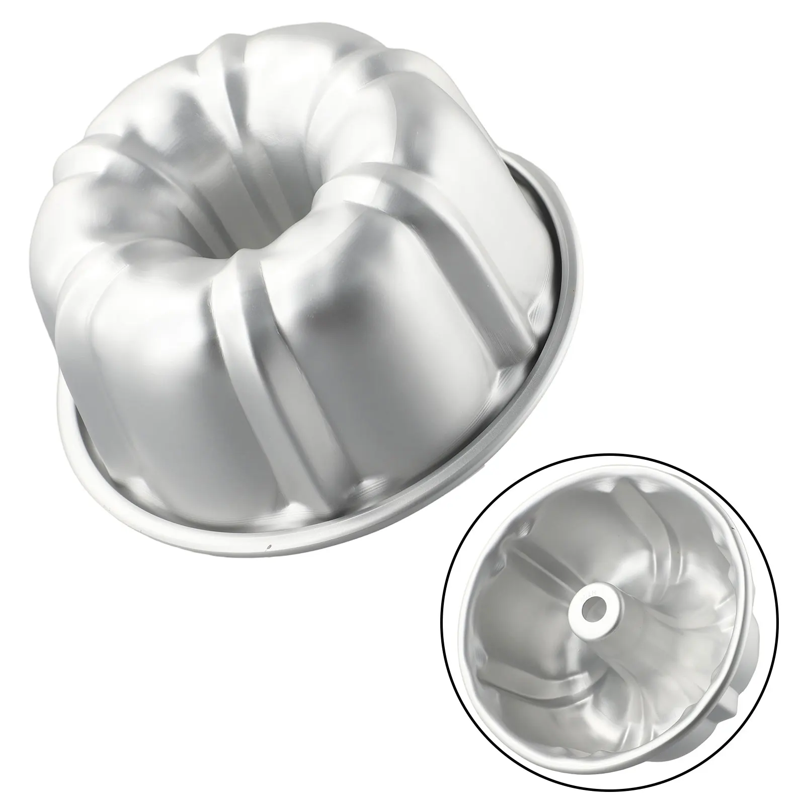 Nonstick Fluted Cake Pan for Ring-Shaped Baking Food-Grade Metal with Removable Bottom for Kugelhopf and Tube Cake Preparation