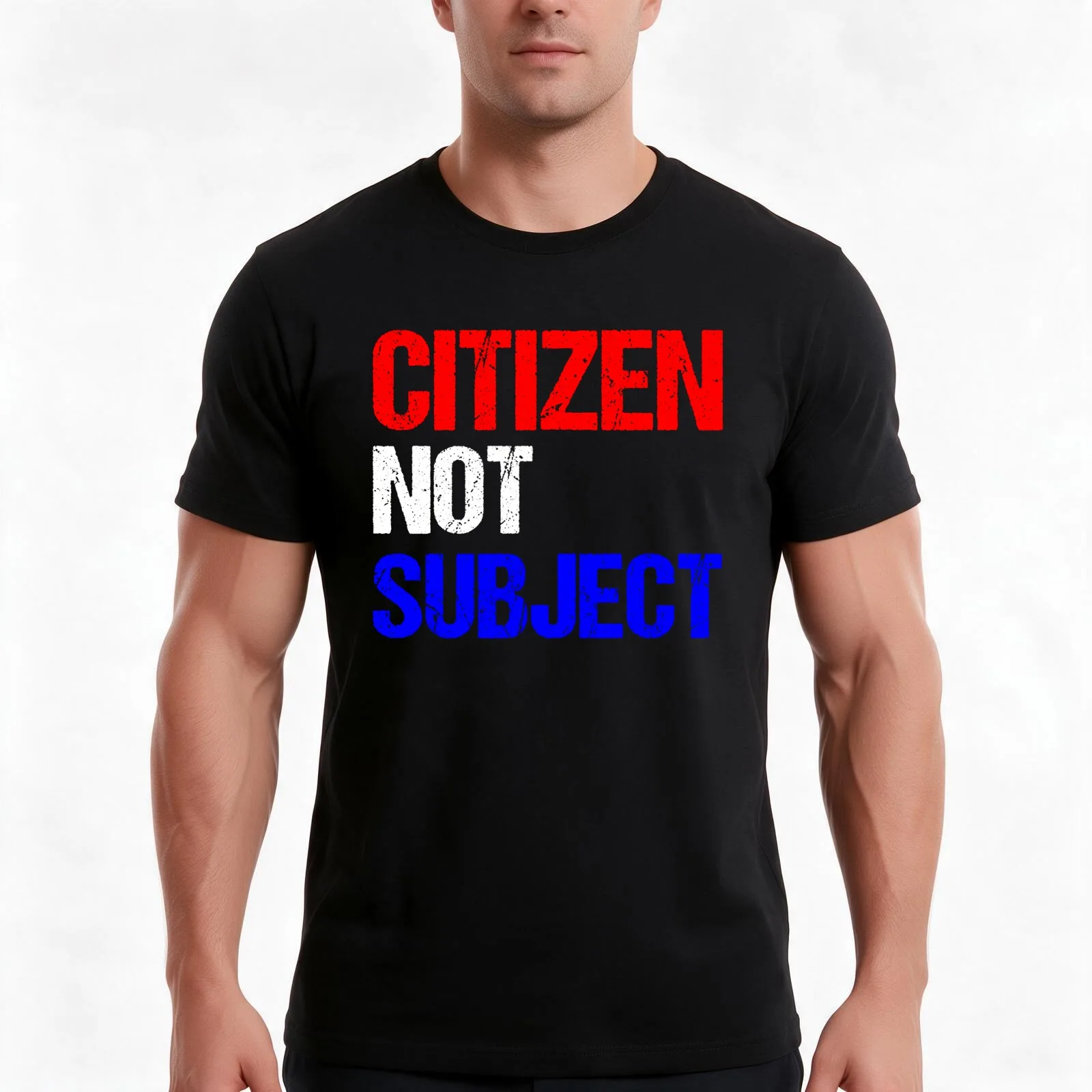 Citizen Not Subject T-Shirt, Summer Casual Cotton Tee, Oversized Streetwear Tops, Vintage Graphic Print, Loose Fit Short Sleeve