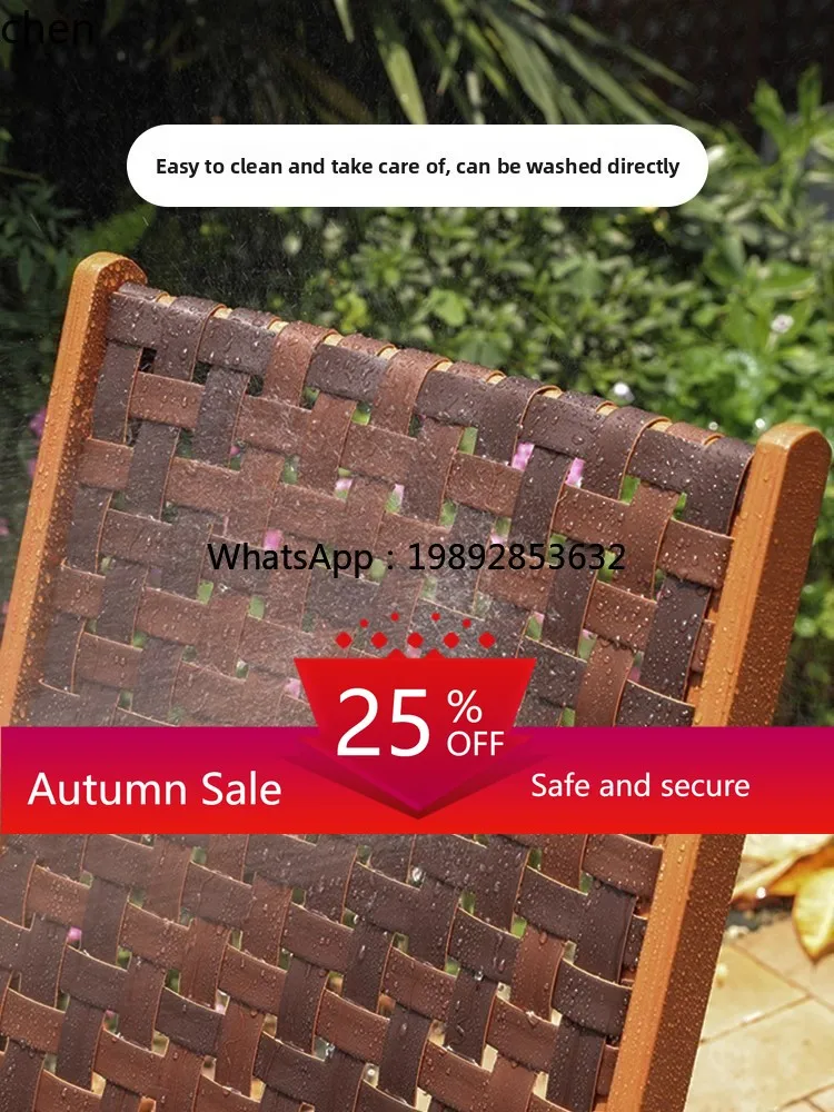 

balcony tea table chair small apartment outdoor leisure courtyard camping rattan chair one table two chairs back recliner