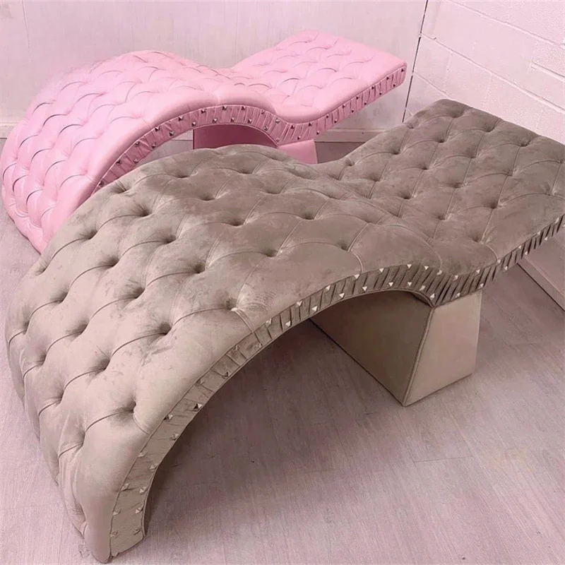 Luxury Pink Salon Beauty Bed Curved Lash Bed for Facial Beauty Salon