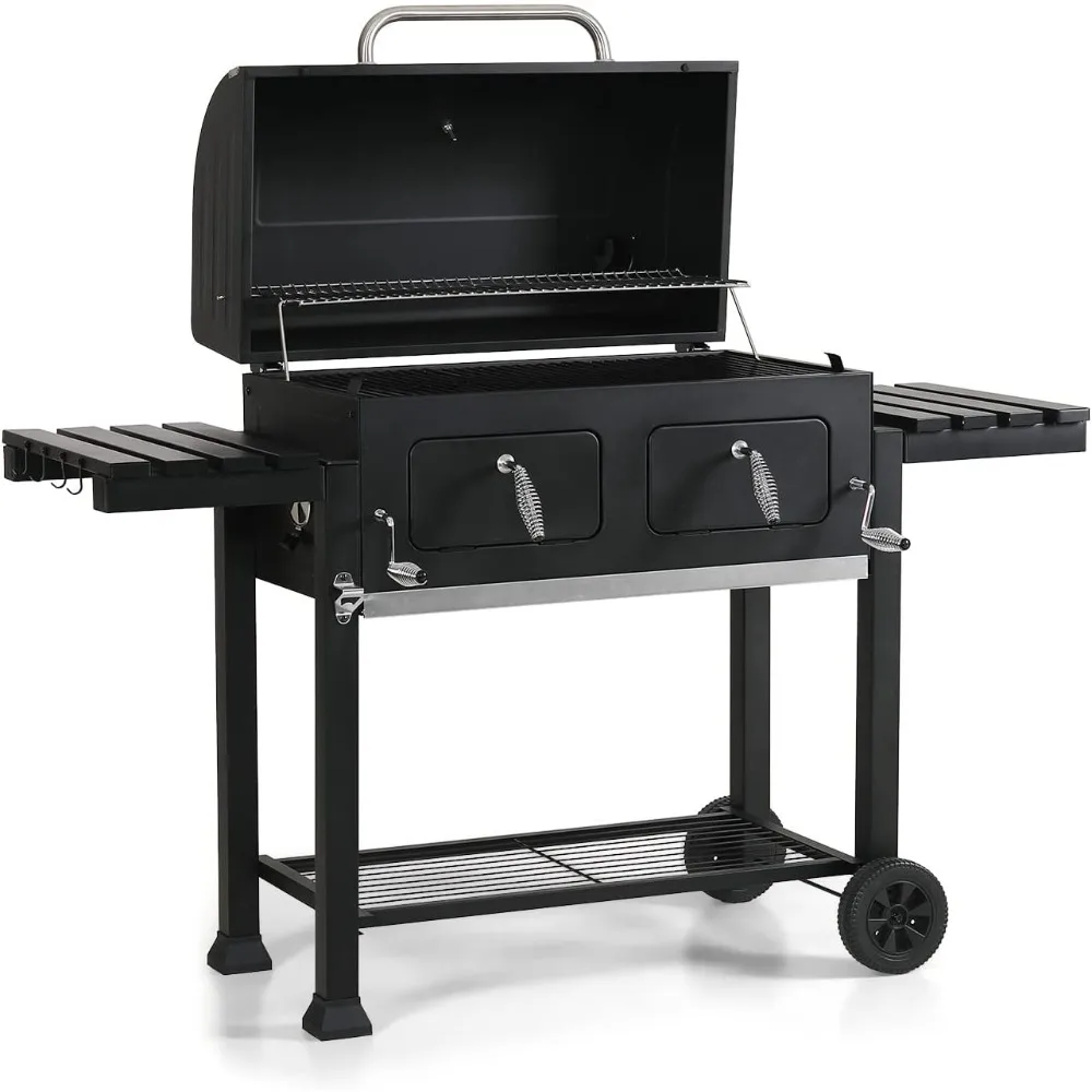 Extra Large Charcoal BBQ Grill with Easy Clean Full Size Ash Tray and Adjustable Charcoal Plate, 794 SQ.IN. Cooking Area.