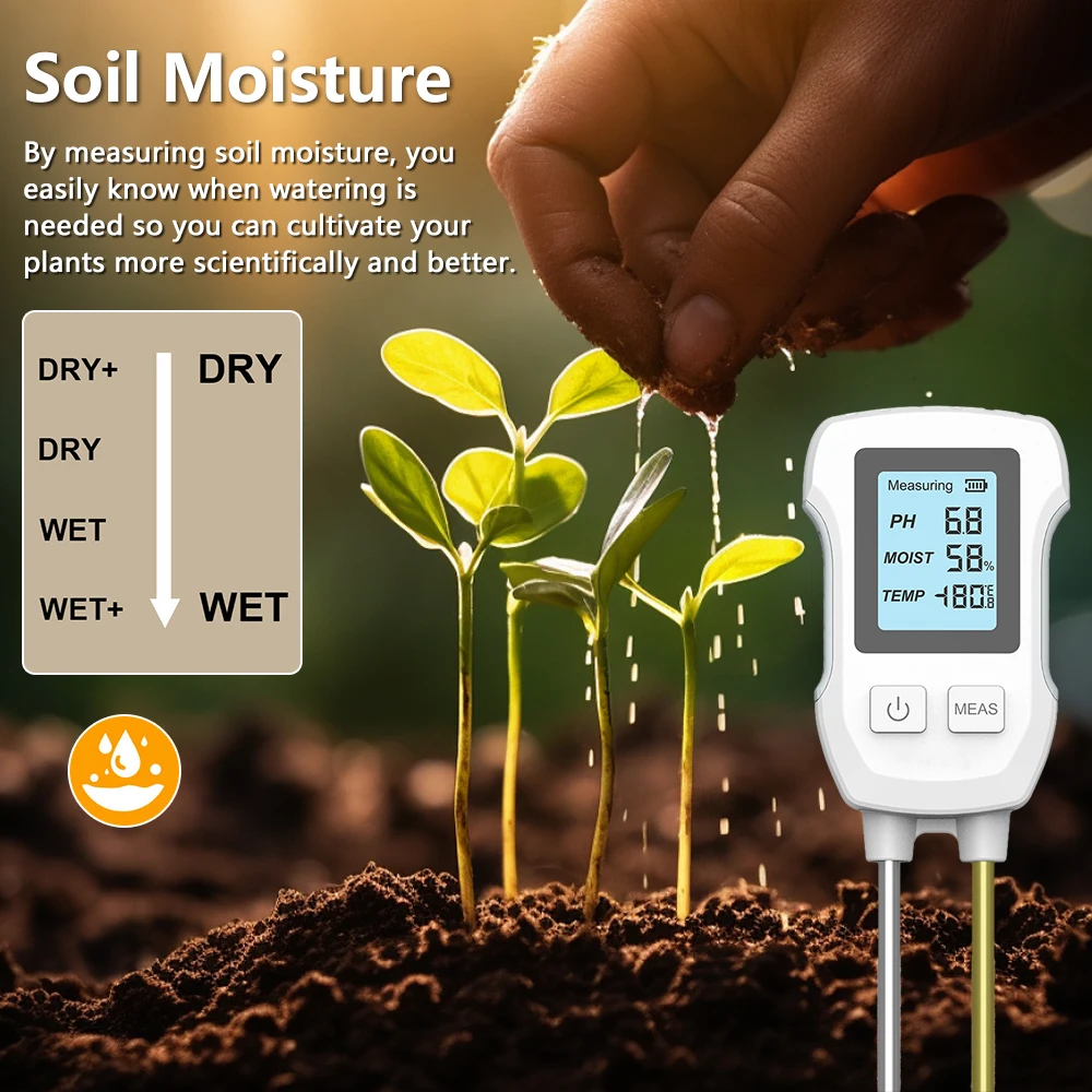 3 w 1 Tester PH gleby ekran LCD termometr do gleby miernik temperatury i wilgotności PH kwiat roślina Tester gleby do sadzenia w doniczkach