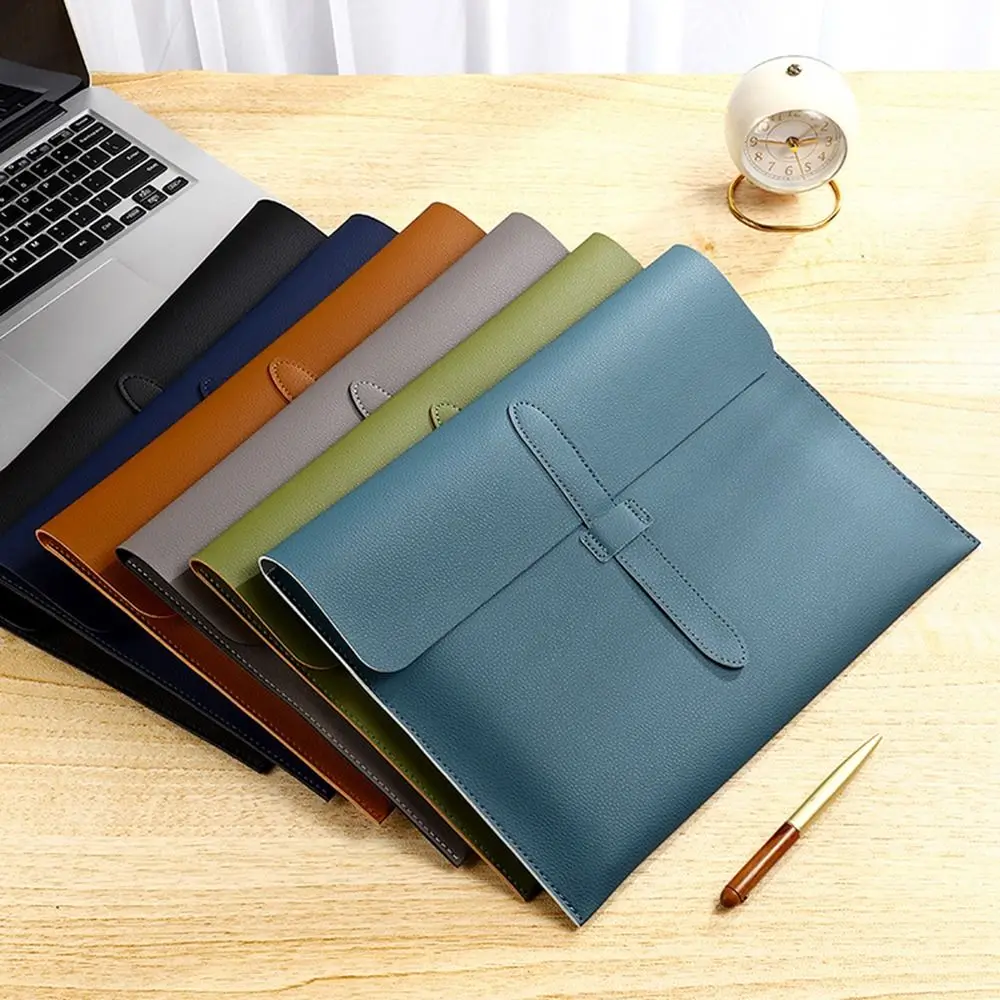 Large Capacity A4 Leather File Folder Waterproof Simple Business Leather Document Bag Portable Elegant Document Organizer Paper