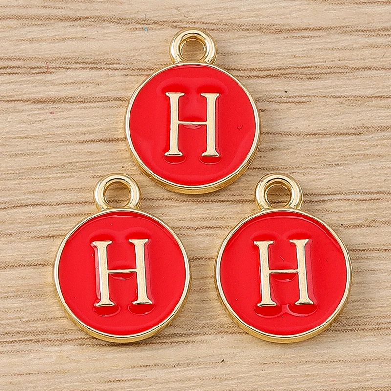 10 Stück 11x14mm Niedliche Emaille-Buchstabenanhänger A-Z für Schmuckherstellung, Ohrringe, Anhänger, Halsketten, DIY-Bastelbedarf – Detail 10