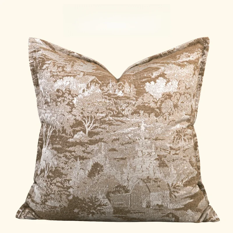 Luxury Cushion Cover 45x45cm Jin Nian - Camel Coffee Color Square Pillow Case For Home Hotel Bed Living Room Sofa