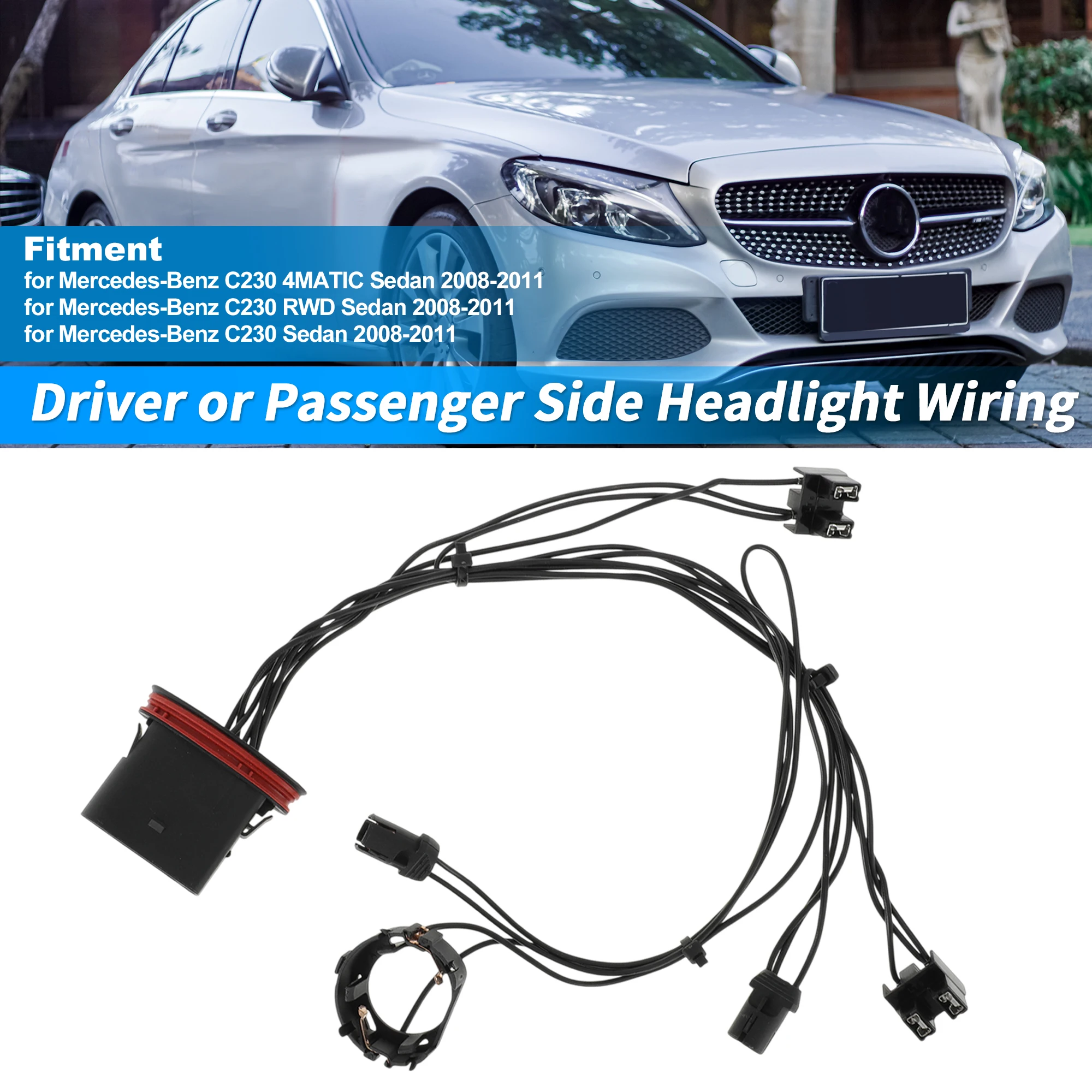 Chicote de fiação do farol X Autohaux para Mercedes-Benz W204 C300 C230 C350 2008-2011