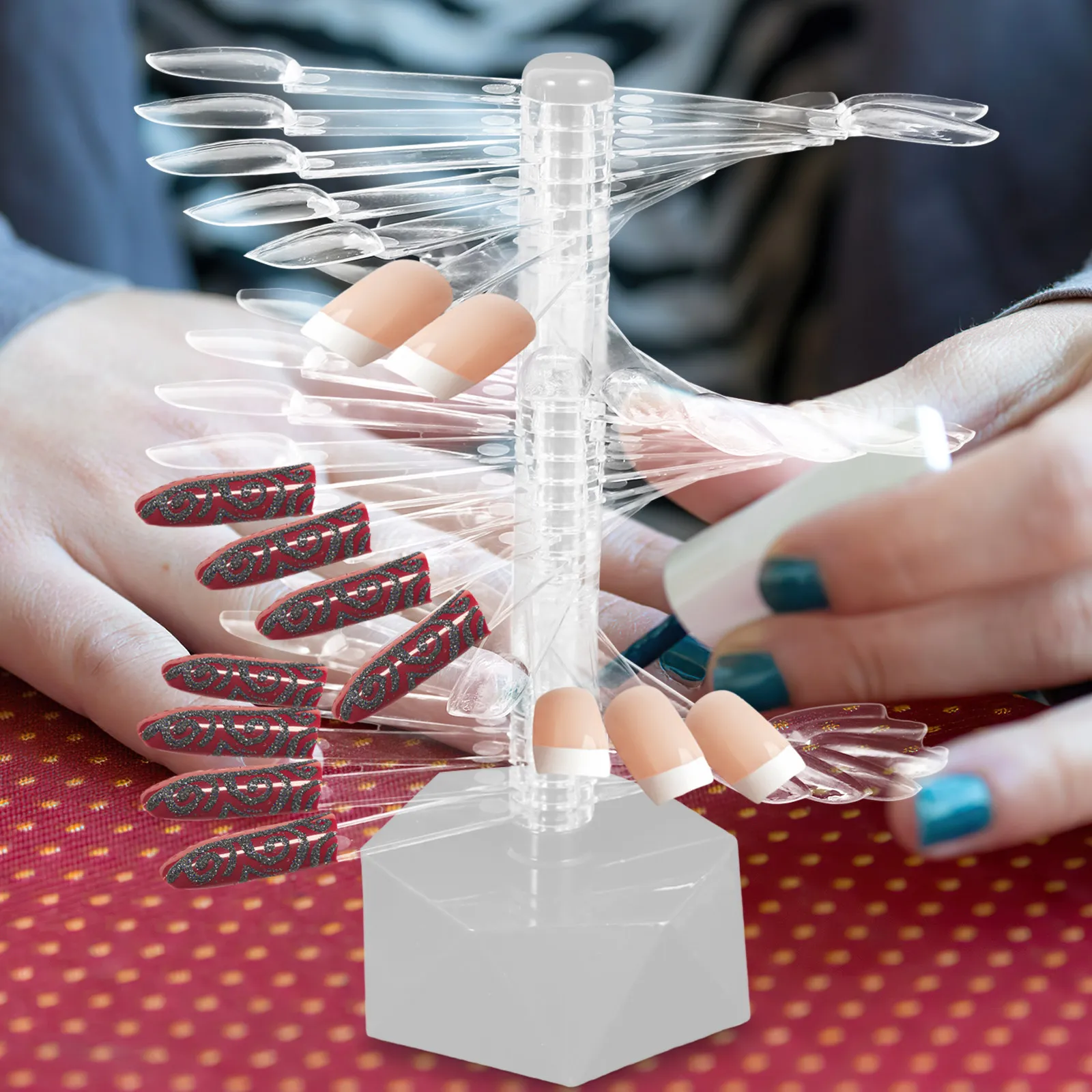 

60 Pieces Spiral Color Cards Pink Acrylic Nail Display Stand Sample Sticks Tips Practice Holder Art Manicure nament