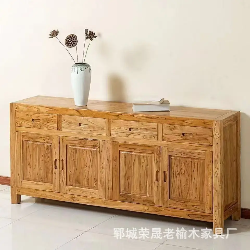 

Китайский старый вяз, обеденный боковой шкаф, мебель из массива дерева, боковой шкаф для гостиной, чайный шкаф, журнал, естественная текстура, кухонный шкаф