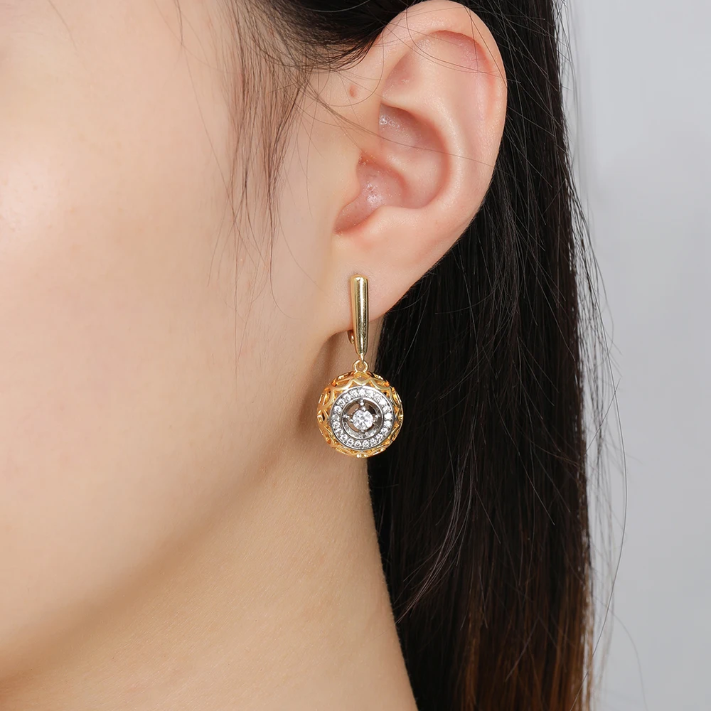 Women's Retro Hollow Design Zircon Ring Earrings Set