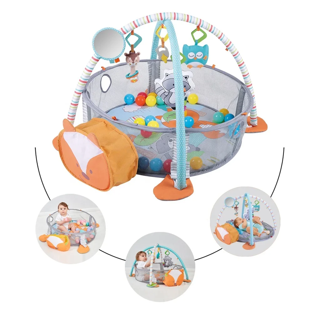 Konig Kids 3 in 1 Animal  Gym With Ball Pit Play Mat Activity Baby Play Gym For Baby