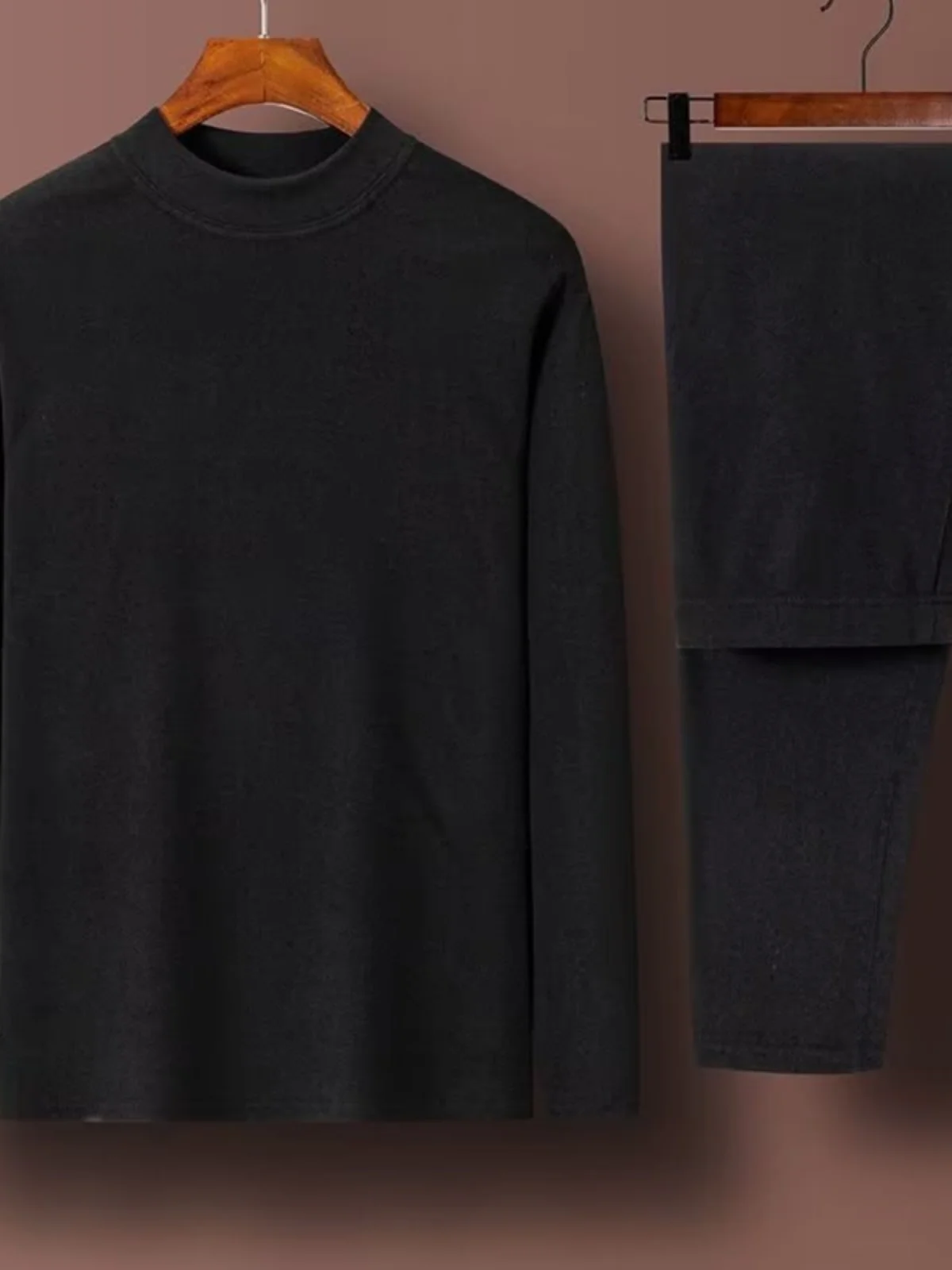 

Thiened Double-Sided Fce Warm Underwear Set Men's f-High Collar Heating Youth Autumn Clothes Spwear Long Cotton Ja...