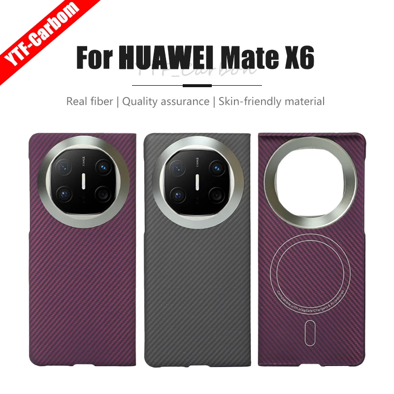 

YTF-Carbon Real carbon fiber case For Huawei Mate X6 case ultra thin Aramid fiber Anti-fall Mate X6 cover Folding phone case