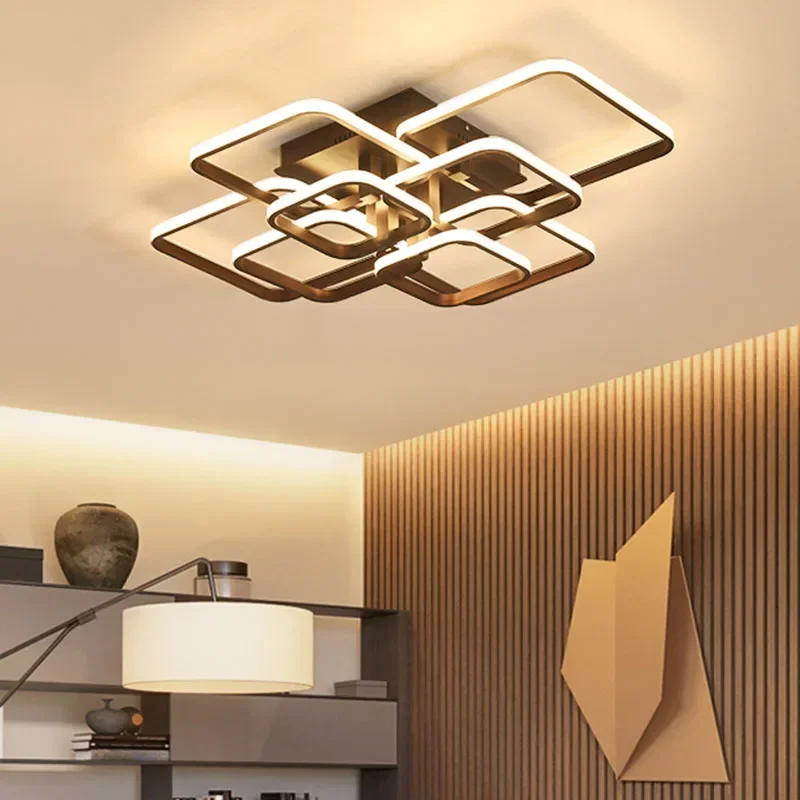 

Square Circel Rings Chandelier For Living Room Bedroom Home AC85-265V Modern Led Ceiling Lamp Fixtures