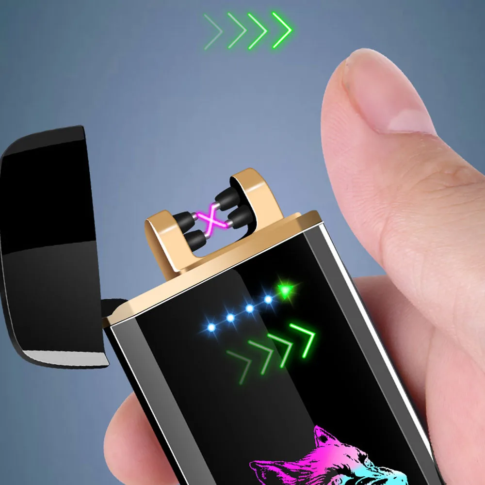 Sliding Sensing Electric Lighters Rechargeable Unique Pocket Plasma ARC Lighter Windproof USB Flameless Cool Lighters For Men