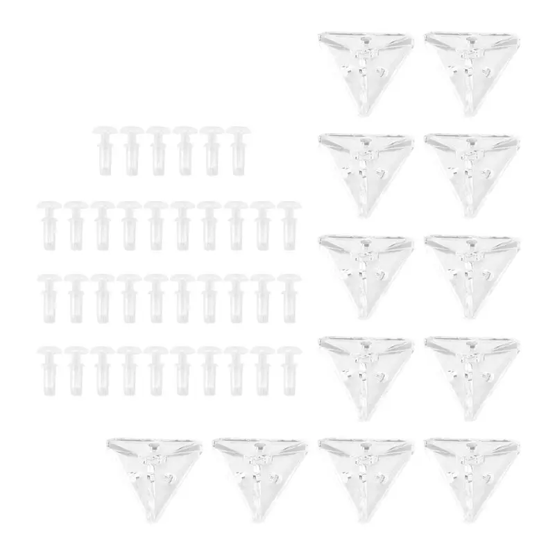 A84X-12Pcs Acrylic Corner Brackets With Semitransparent Screws Clear 3-Hole Right Angle Joint Brace Brackets