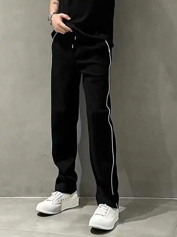 

Slim Straight Casual Pants Men's Summer New Faion Stripe Long Pants Versatile Haome Leisure Pants American High Street S...