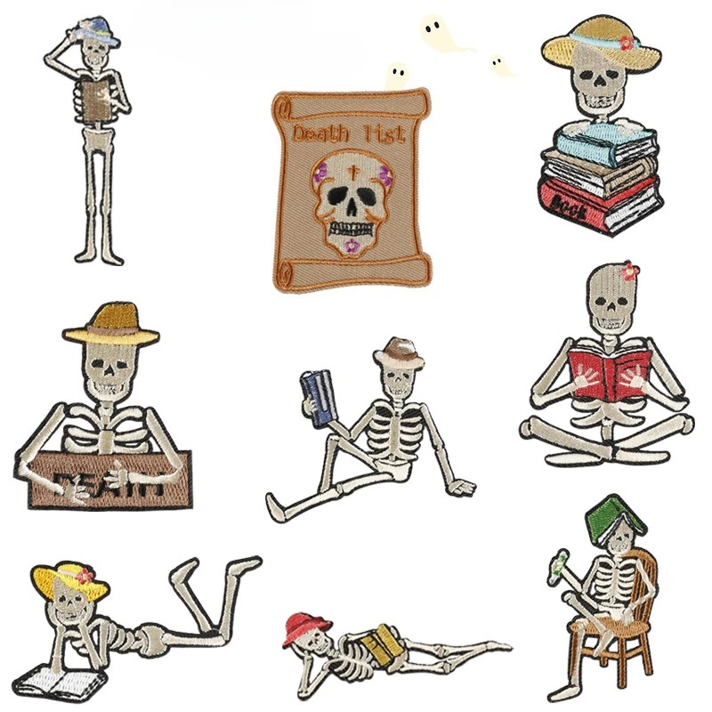 Cartoon Skull Patch Embroidered Cloth Patch Decorative Garment Accessories For Canvas Bag Shoes Hats Clothing