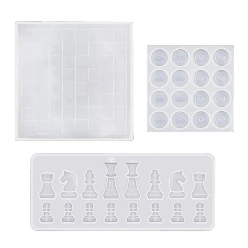 

Y1UB Crystal Epoxy Resin Mold International Chess Board Chess Pieces Silicone Mould