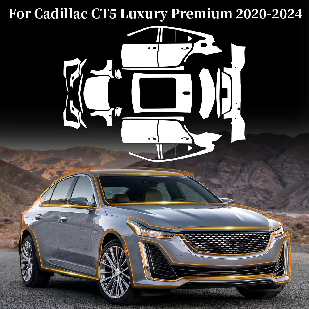 

For Cadillac CT5 Luxury Premium 2020-2024 TPU Paint Protection Film Self-Healing Clear Bra Pre-cut PPF Anti-Scratch Resistant