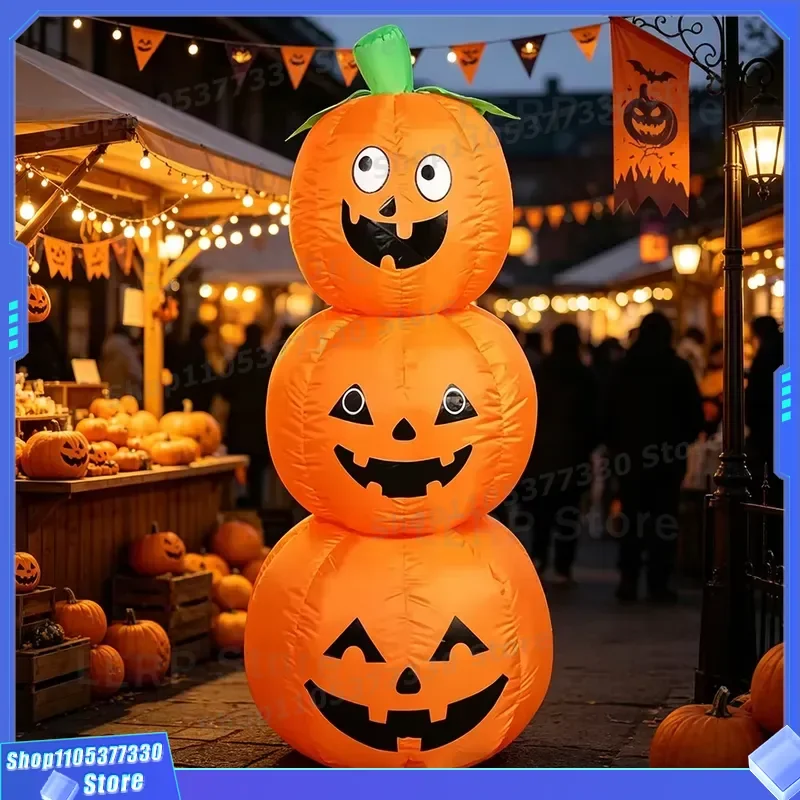 4ft Halloween Inflatable Pumpkin with LED Lights Outdoor Garden Decoration Display Ghost Party Wholesale Large Glowing Jack O