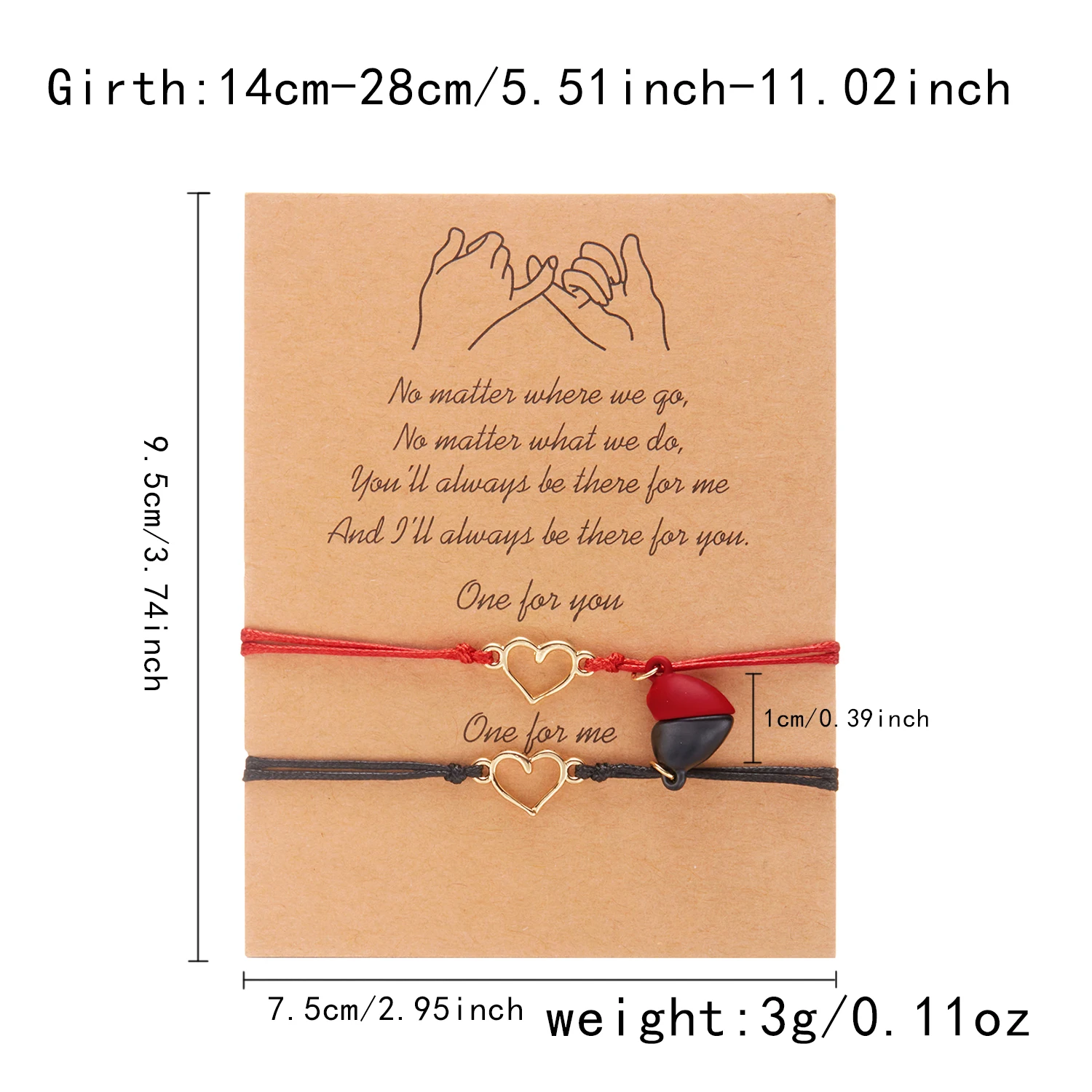 أزياء الحب القلب المغناطيسي مطابقة أساور للأزواج للنساء الرجال محظوظ الأحمر قابل للتعديل حبل سلسلة سوار مجوهرات الصداقة