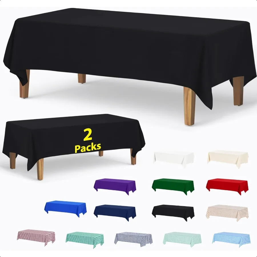 

2 Pack Rec Polyester Tablecloth 70 x 120 Inch Indoor Outdoor StainResistant Washable HeavyDuty Fabric Table Cover Elegant Home