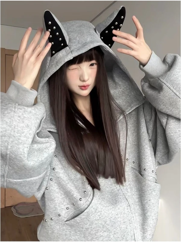 

Large Size 300 Pou American Retro Hoodie Men's Clothing Spring Autumn Rivet Splicing Doberman Pinscher Hat Sweatirt Jaet