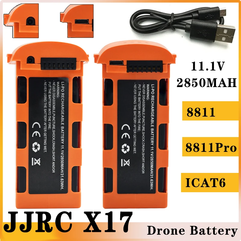 

Original X17 Battery 11.1V 2850mah RC Drone FPV Quadcopter Spare Parts Accessories For JJRC X17 8811 8811Pro ICAT6 Drone Battery