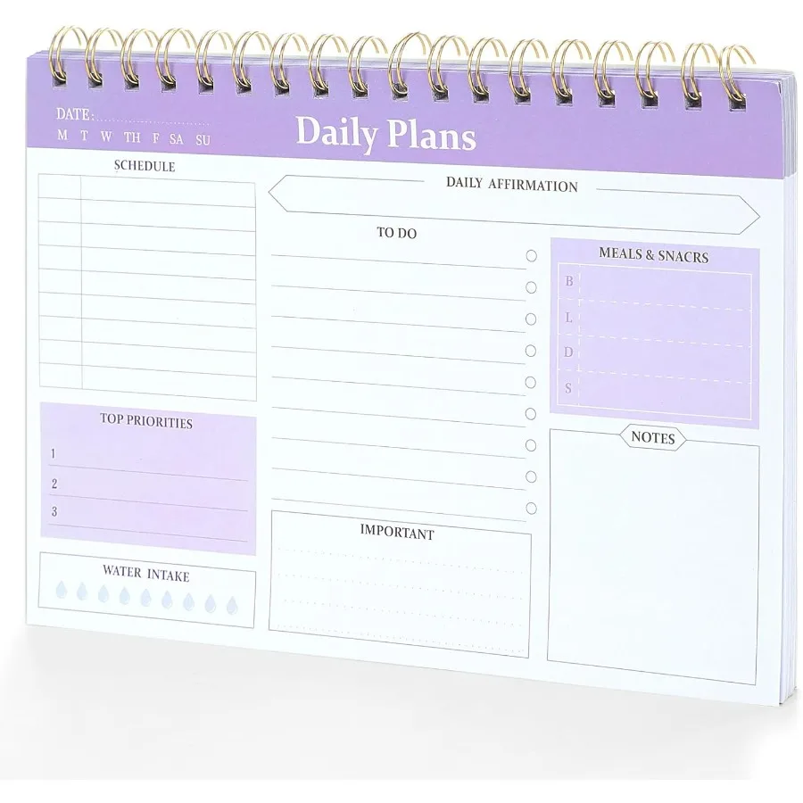 

Daily To Do List Notepad with 60 sheets To Do List Notebook for Work Undated Spiral Planner with Checklist and Schedule Suitabl