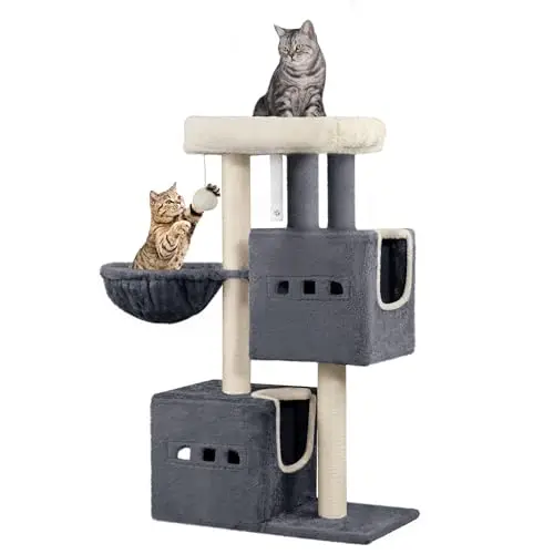 Cat Tree, 100 cm Tower, Sisal Scratching Post, Cats Tower for Indoor, Multi-Level Stable Cat Tree with Cats House, 2