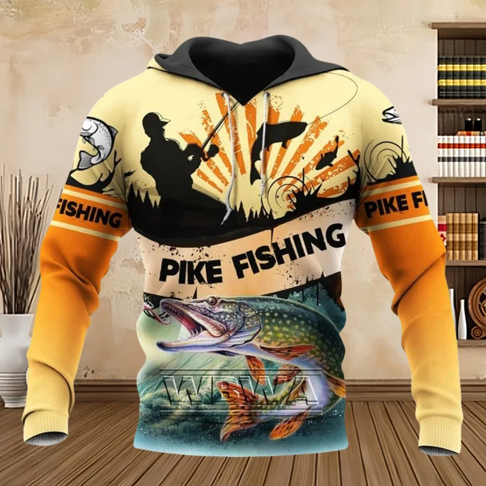 Wiosna Moda Męska Bluza Pike Fishing 3D All over Printed Pullover Bluza Unisex Top Casual Sportswear Y2k Clothes